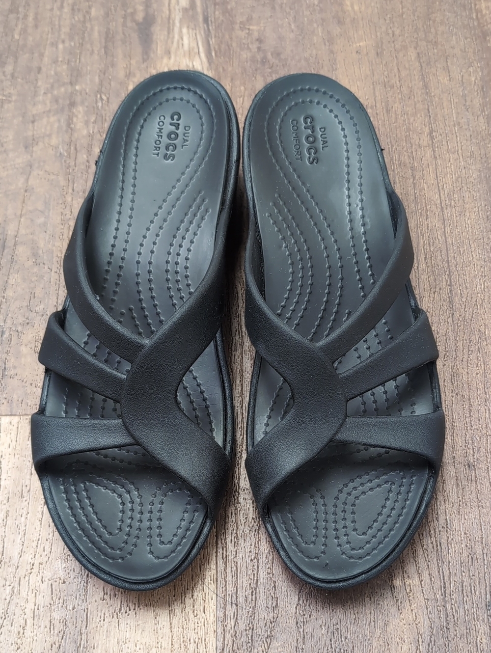 CROCS Black Women’s Strappy Comfort Slide Sandals Size 11
